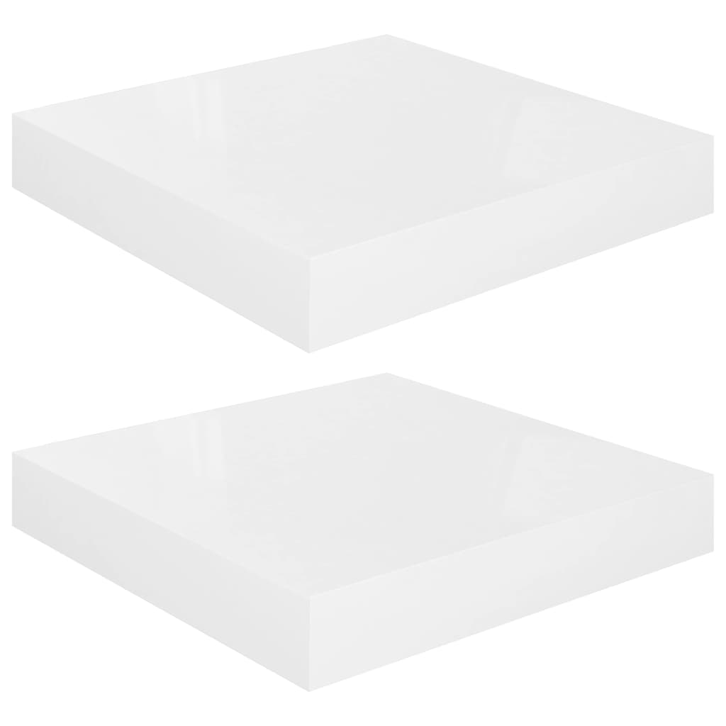 Étagère murale flottante 2 pcs Blanc brillant 23x23,5x3,8cm MDF Étagères murales & corniches vidaXL   