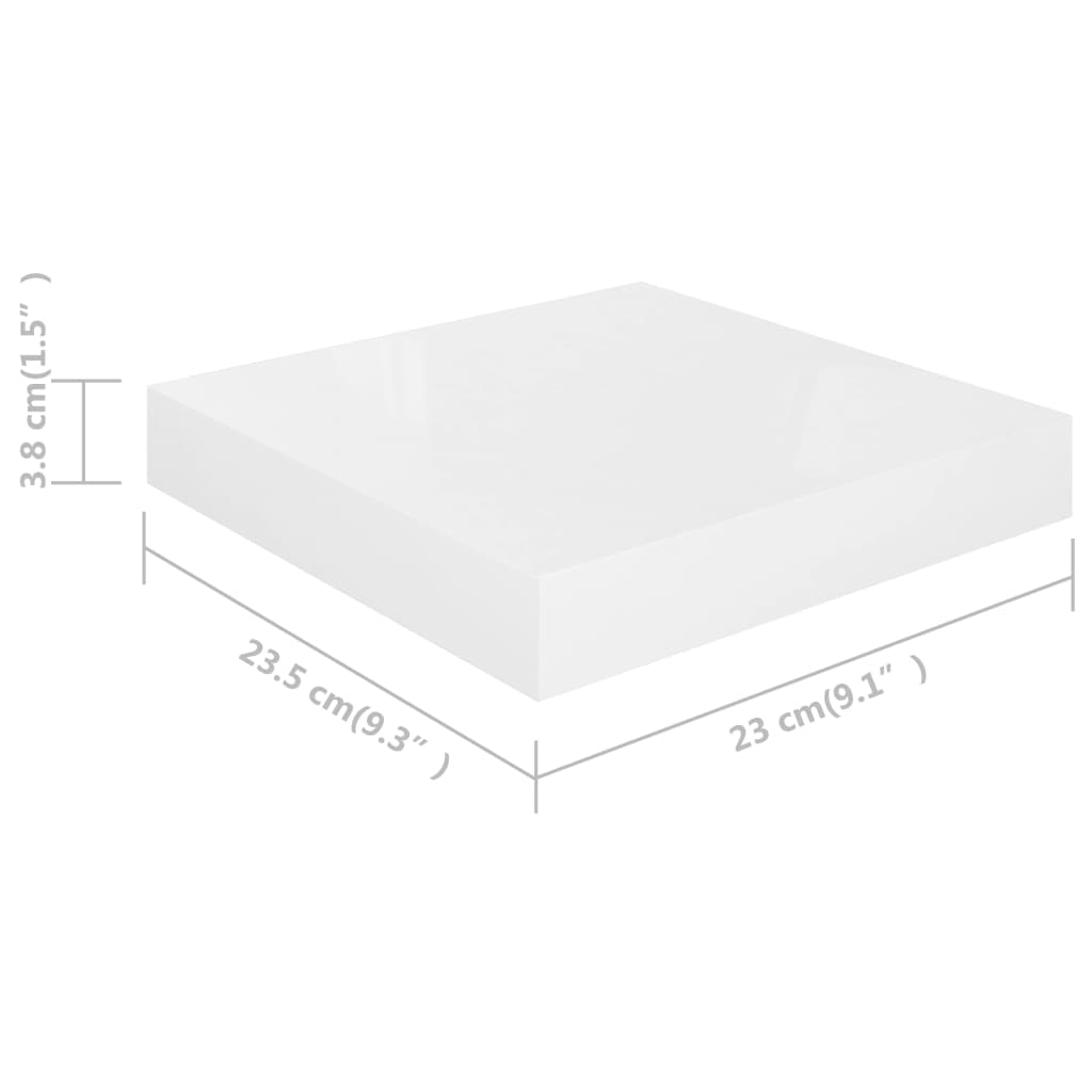 Étagère murale flottante 2 pcs Blanc brillant 23x23,5x3,8cm MDF Étagères murales & corniches vidaXL   