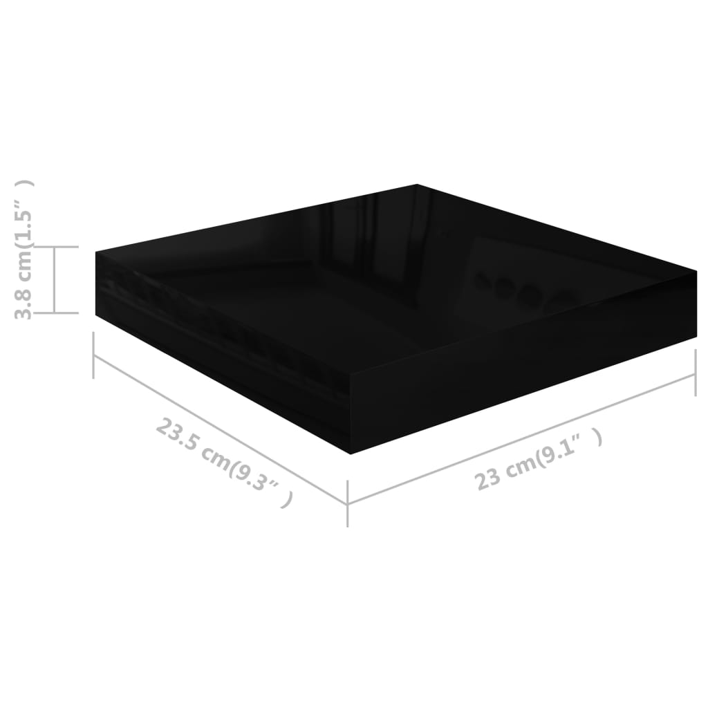 Étagère murale flottante Noir brillant 23x23,5x3,8 cm MDF Étagères murales & corniches vidaXL   