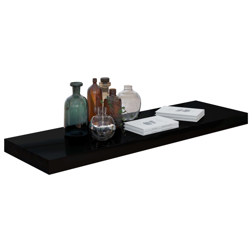 Étagère murale flottante Noir brillant 80x23,5x3,8 cm MDF Étagères murales & corniches vidaXL   