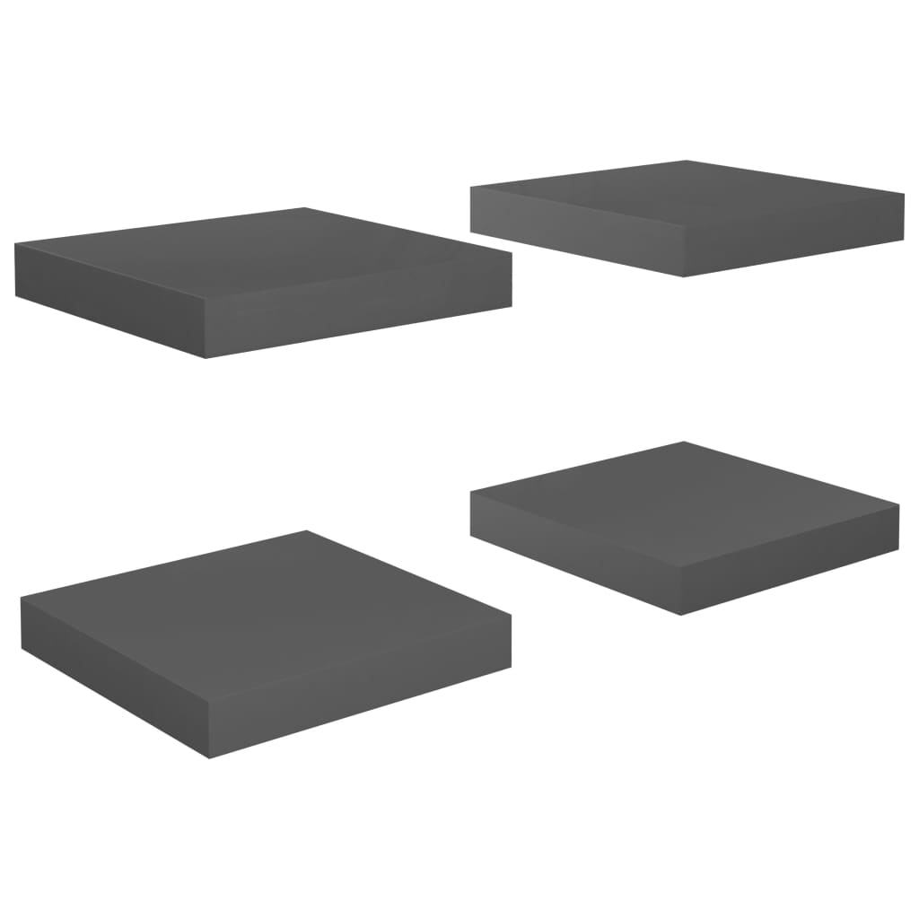 Étagère murale flottante 4 pcs Gris brillant 23x23,5x3,8 cm MDF Étagères murales & corniches vidaXL   