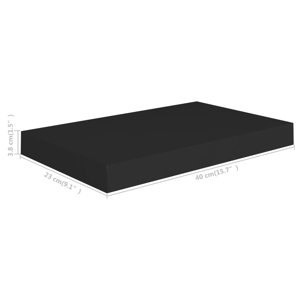 Étagères murales flottantes 2 pcs noir 40x23x3,8 cm MDF Étagères murales & corniches vidaXL   