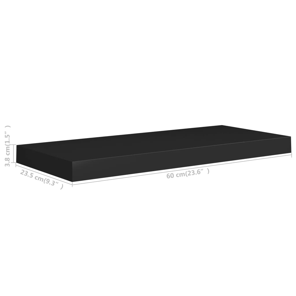 Étagère murale flottante Noir 60x23,5x3,8 cm MDF Étagères murales & corniches vidaXL   