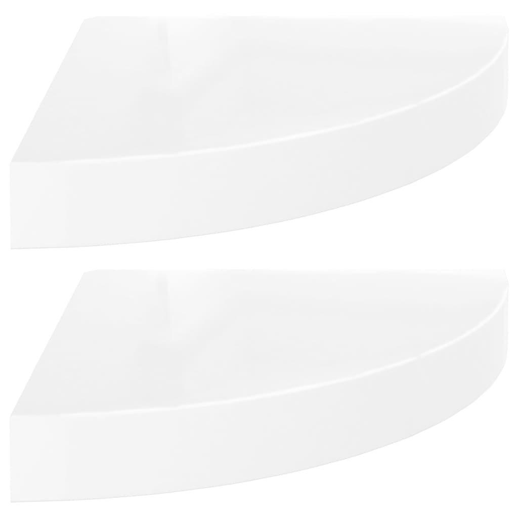 Étagères d'angle flottantes 2pcs blanc brillant 25x25x3,8cm MDF Étagères murales & corniches vidaXL   