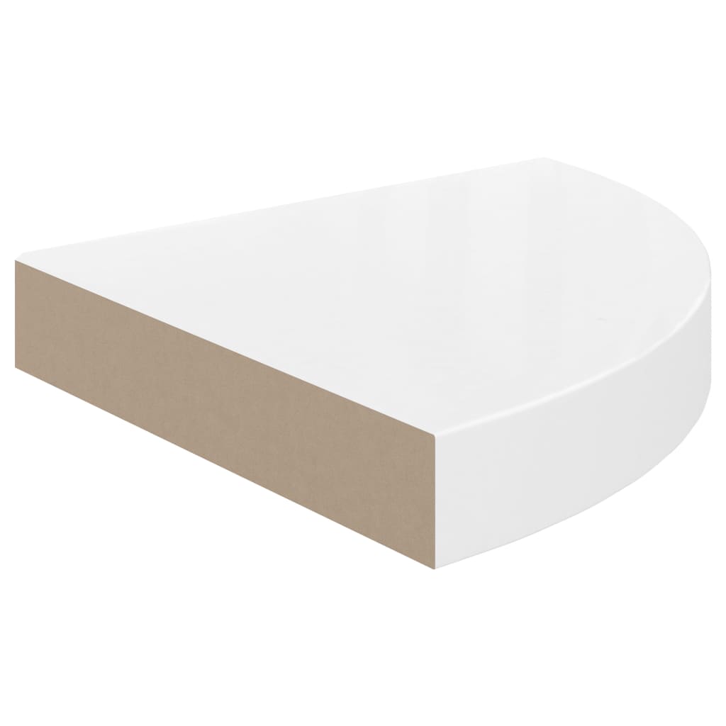 Étagères d'angle flottantes 2pcs blanc brillant 25x25x3,8cm MDF Étagères murales & corniches vidaXL   