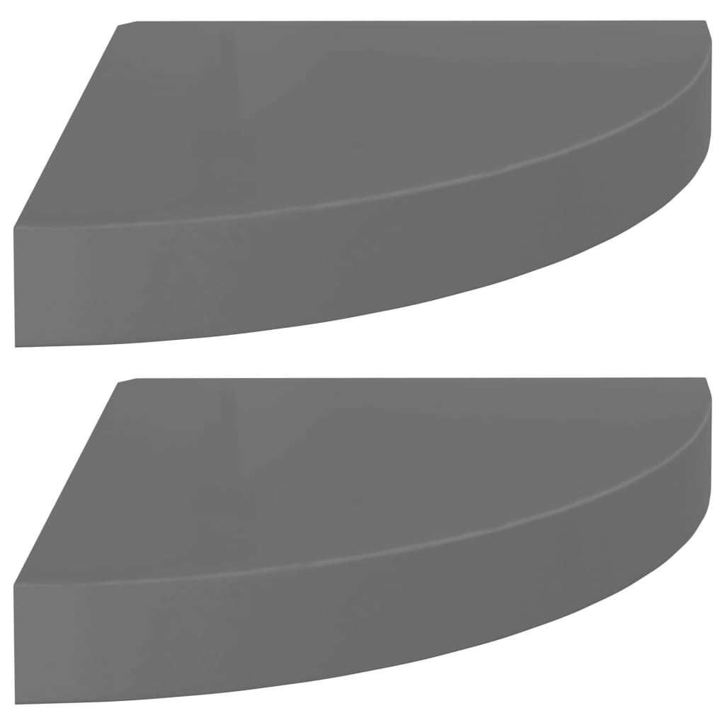 Étagères d'angle flottantes 2pcs gris brillant 25x25x3,8cm MDF Étagères murales & corniches vidaXL   