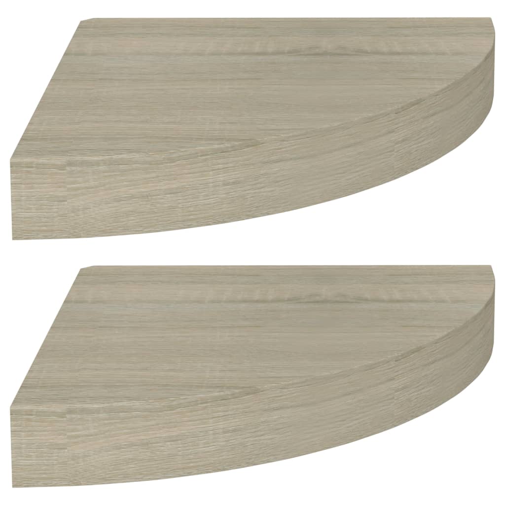 Étagères d'angle flottantes 2 pcs chêne 25x25x3,8 cm MDF Étagères murales & corniches vidaXL   