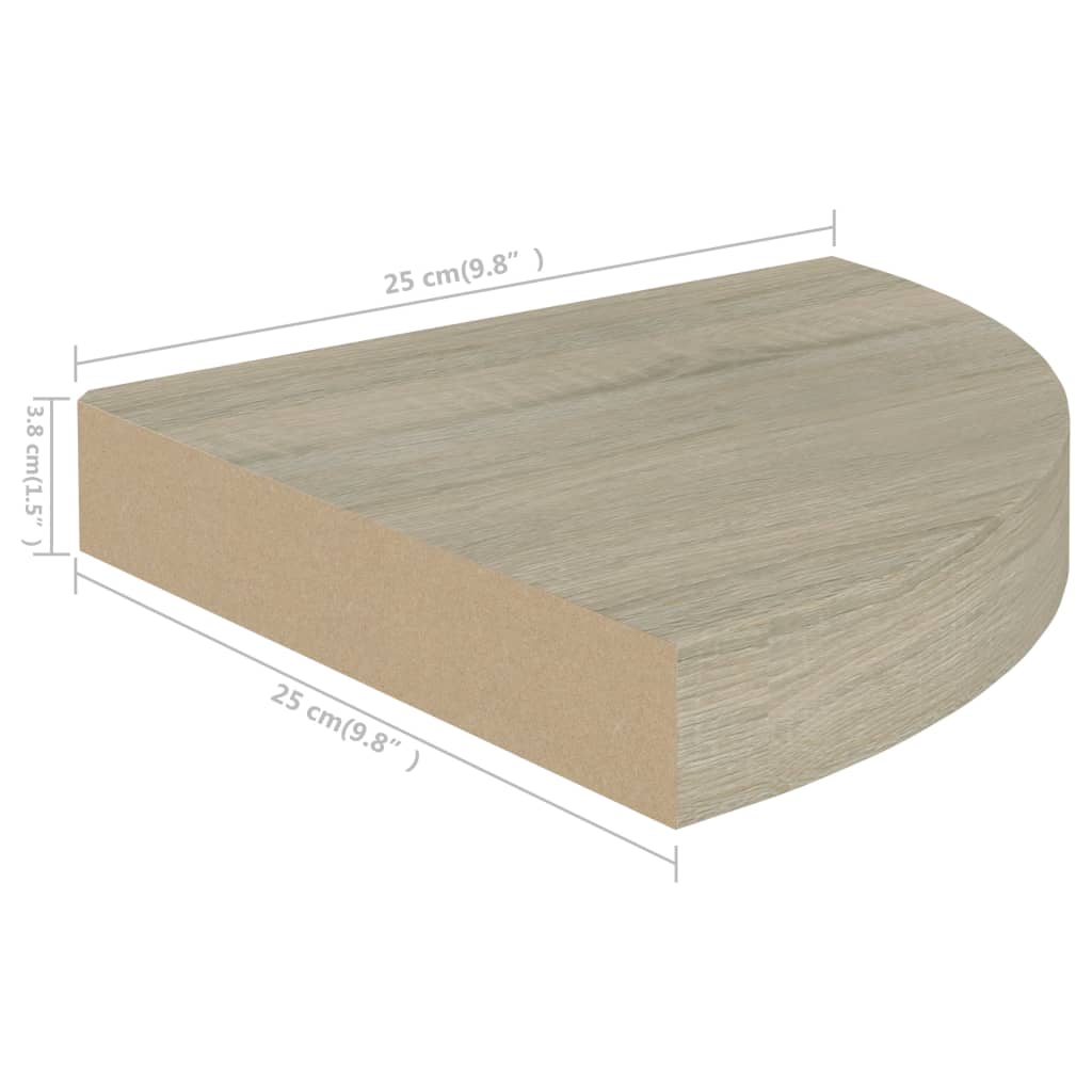 Étagères d'angle flottantes 2 pcs chêne 25x25x3,8 cm MDF Étagères murales & corniches vidaXL   