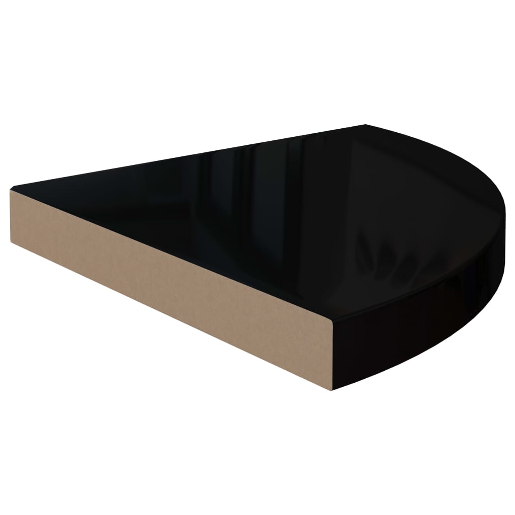 Étagère d'angle flottante noir brillant 35x35x3,8 cm MDF Étagères murales & corniches vidaXL   