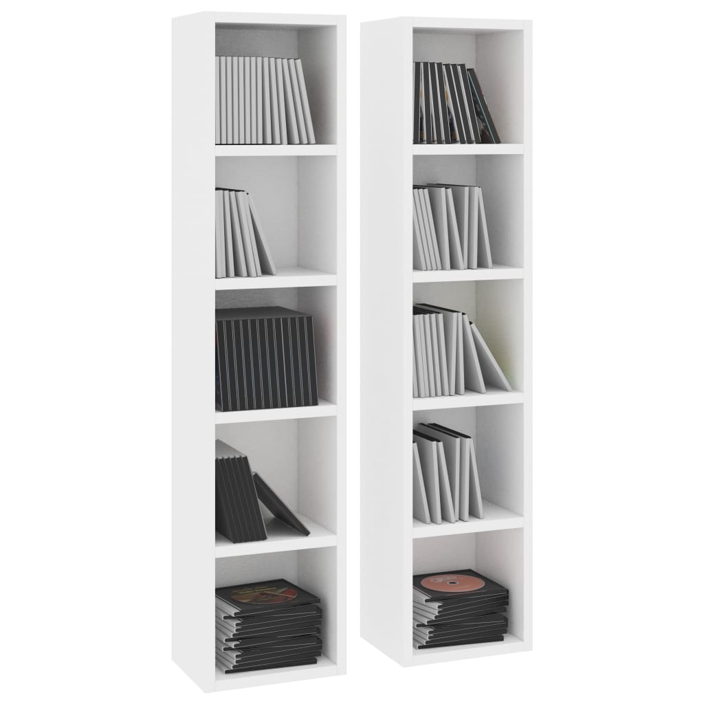 Armoires à CD 2 pcs Blanc 21x16x93,5 cm Bois d'ingénierie - Xios Store SNC