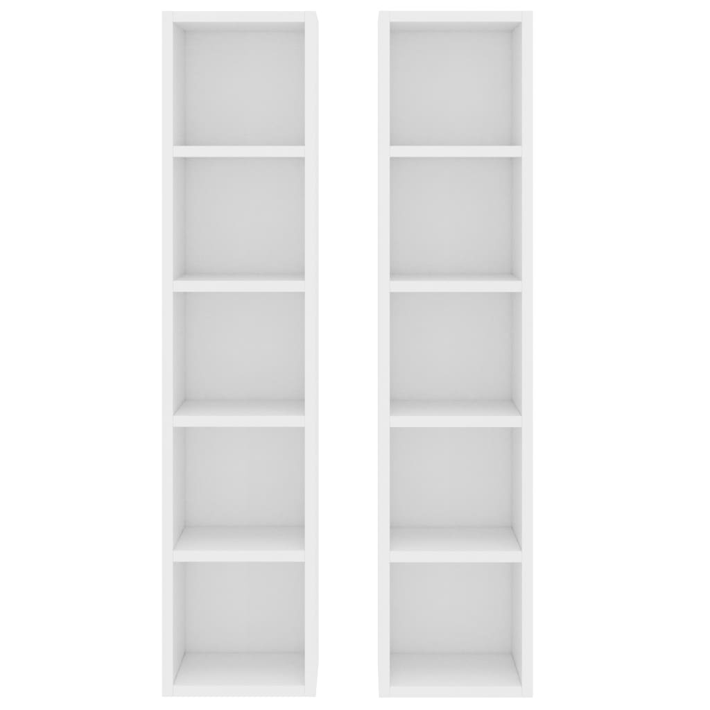 Armoires à CD 2 pcs Blanc 21x16x93,5 cm Bois d'ingénierie - Xios Store SNC