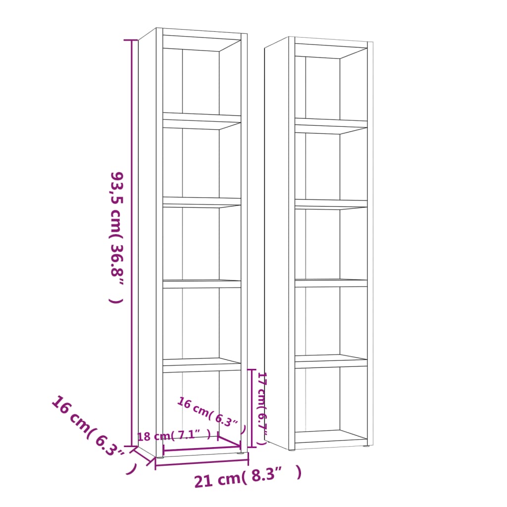 Armoires à CD 2 pcs Blanc 21x16x93,5 cm Bois d'ingénierie - Xios Store SNC