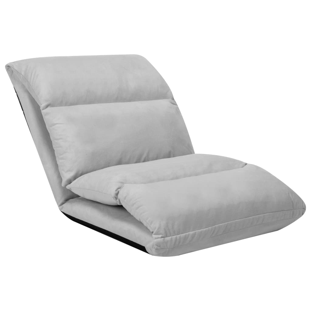 Chaise pliable de sol Gris clair Microfibre Chaises longues vidaXL   