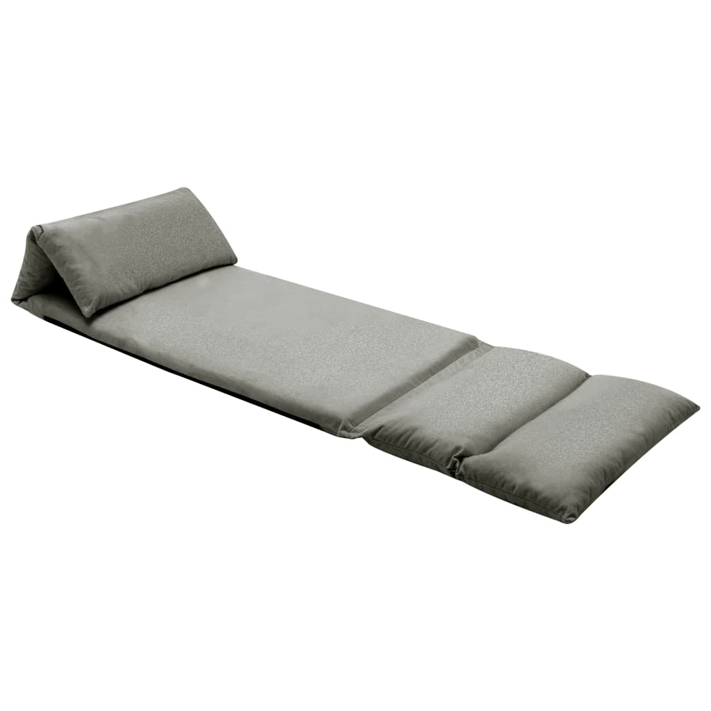 Chaise pliable de sol Gris foncé Microfibre Chaises longues vidaXL   