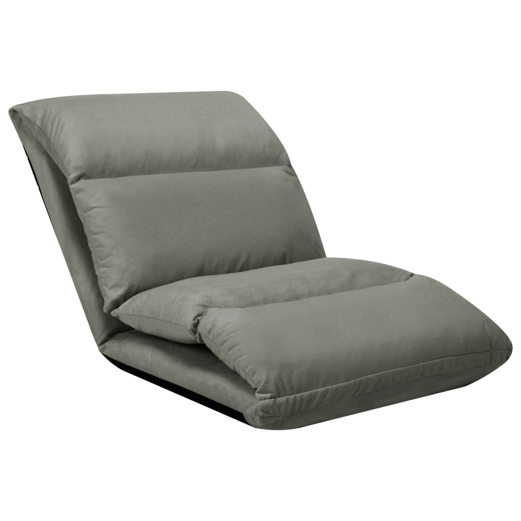 Chaise pliable de sol Gris foncé Microfibre Chaises longues vidaXL   