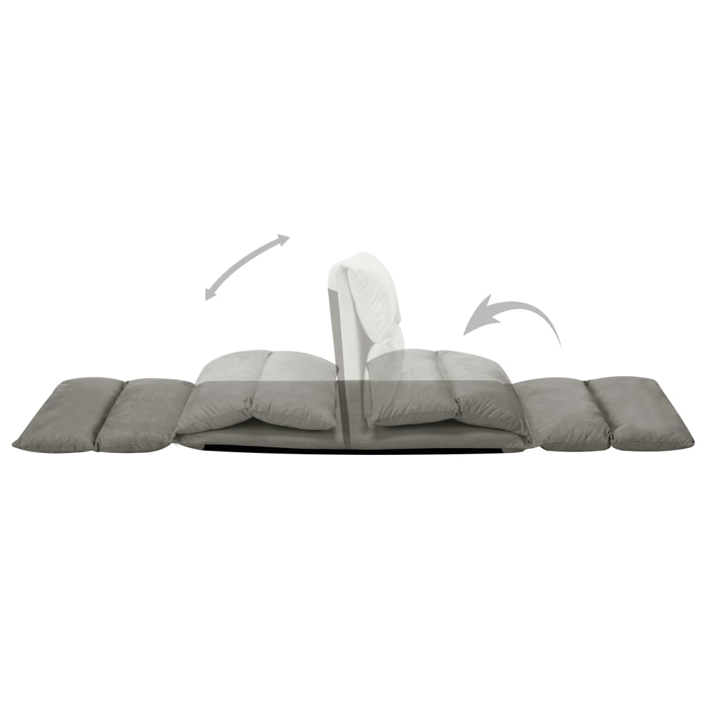 Chaise pliable de sol Gris foncé Microfibre Chaises longues vidaXL   