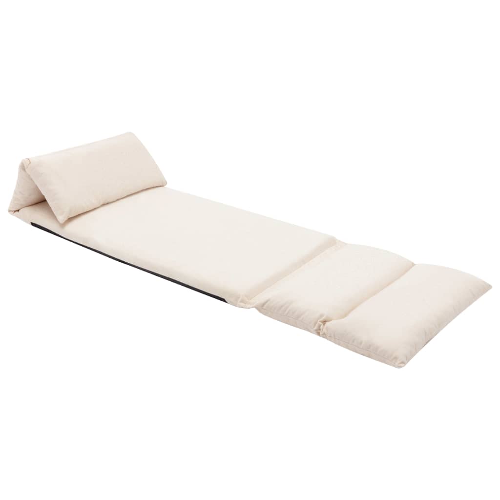 Chaise pliable de sol Crème Microfibre Chaises longues vidaXL   