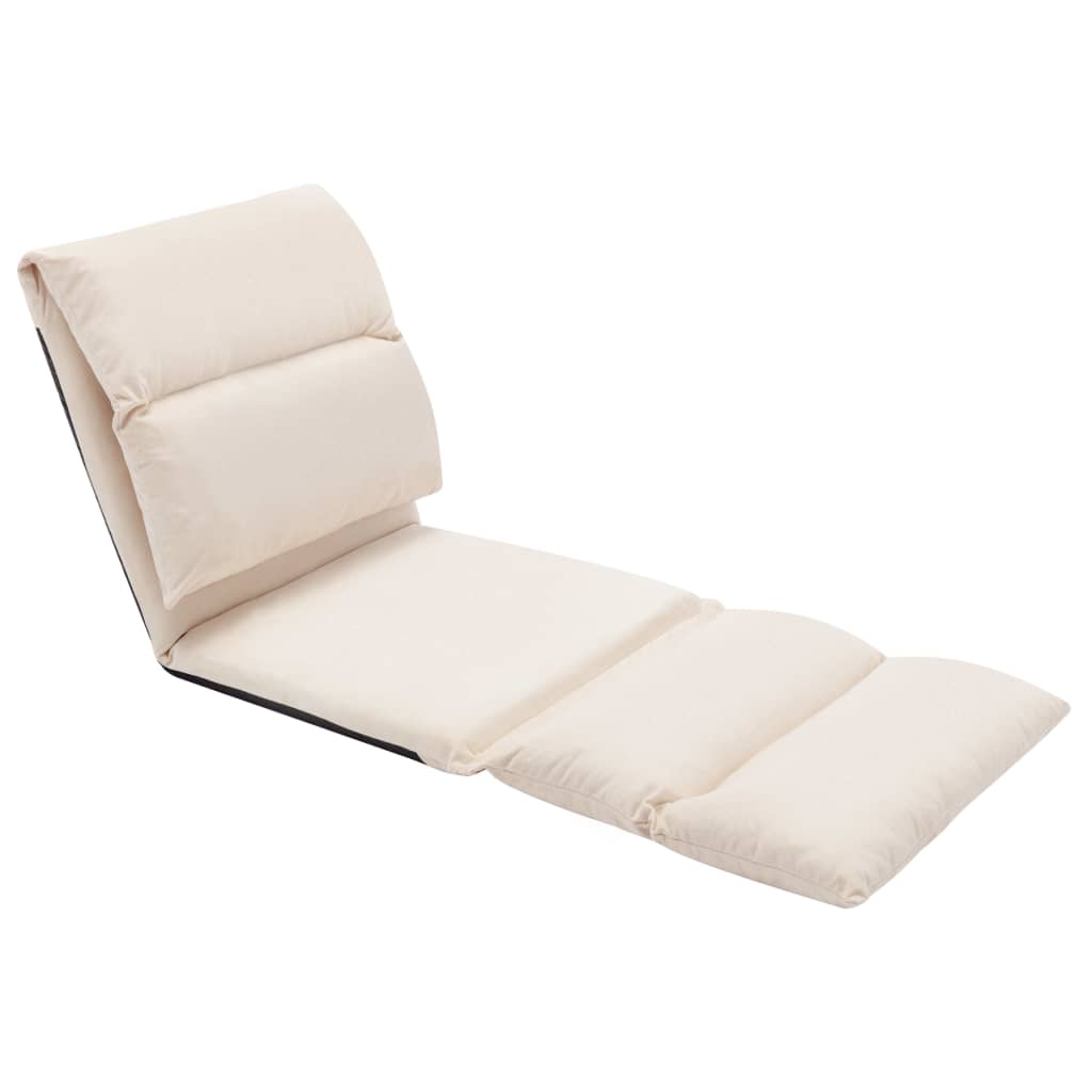 Chaise pliable de sol Crème Microfibre Chaises longues vidaXL   