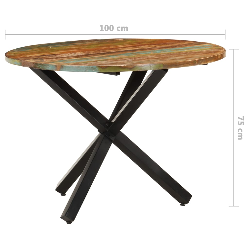 Table à dîner ronde 100x100x75 cm Bois de récupération massif Tables à manger vidaXL   