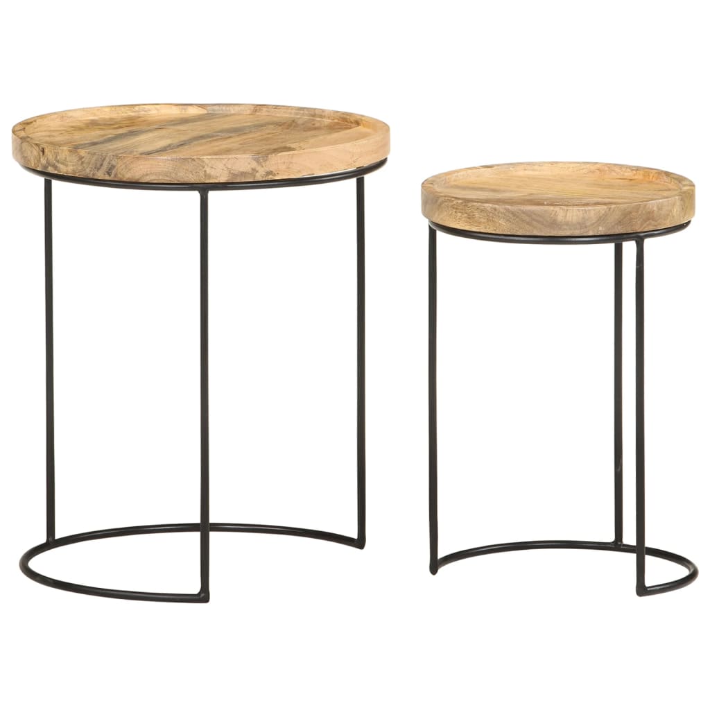 Ensemble de table basse 2 pcs bois de manguier massif et acier Tables basses vidaXL   