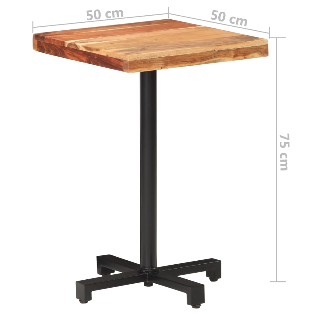 Table de bistro Carrée 50x50x75 cm Bois d'acacia massif Tables à manger vidaXL   