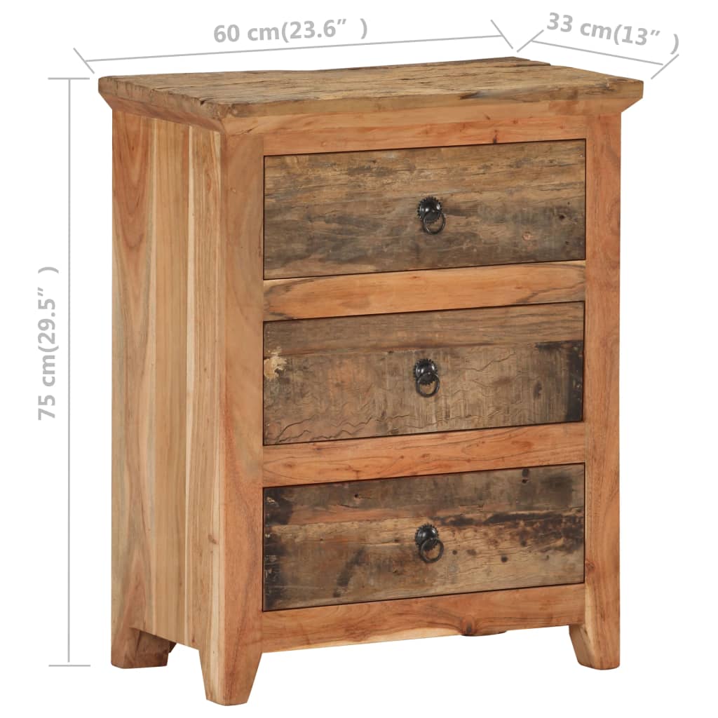 Buffet 60x33x75 cm Bois d'acacia solide et bois de récupération - Xios Store SNC