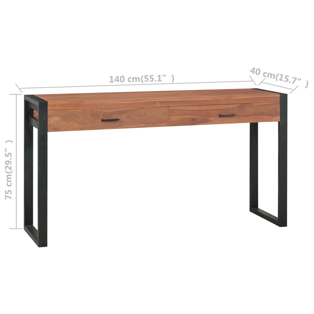 Bureau avec 2 tiroirs 140x40x75 cm Bois de teck Bureaux vidaXL   