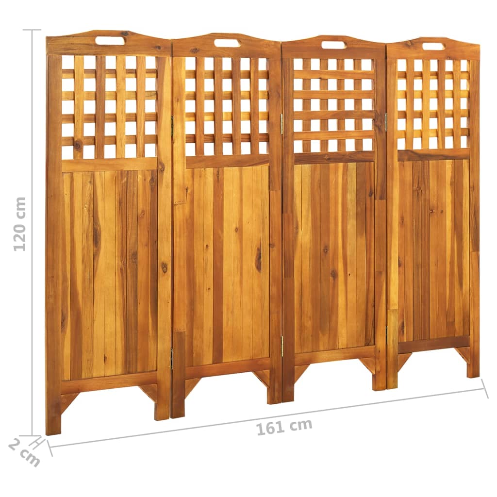 Cloison de séparation 4 panneaux 161x2x120 cm Bois d'acacia Séparateurs de pièces vidaXL   