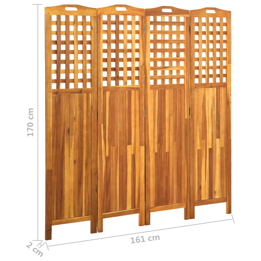 Cloison de séparation 4 panneaux 161x2x170 cm Bois d'acacia Séparateurs de pièces vidaXL   