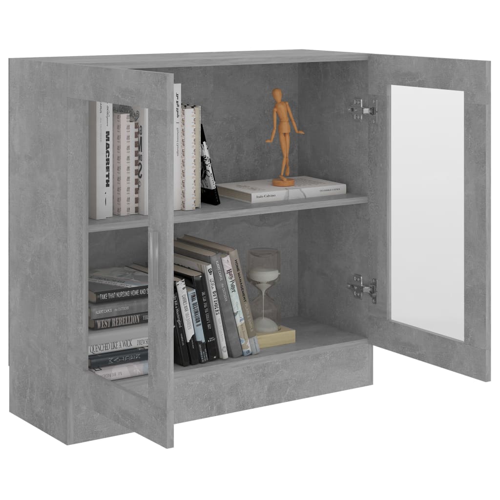 Armoire à vitrine Gris béton 82,5x30,5x80 cm Bois d'ingénierie Bibliothèques vidaXL   