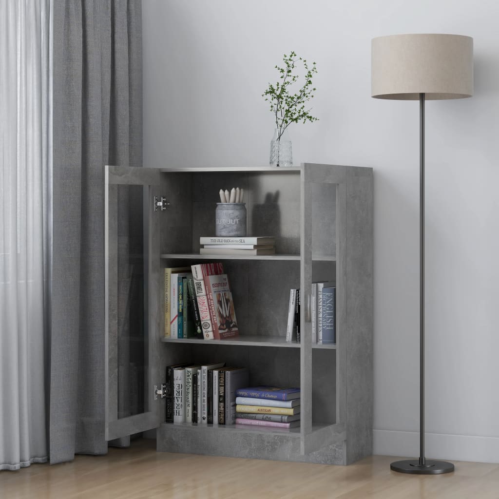 Armoire à vitrine Gris béton 82,5x30,5x115 cm Bois d'ingénierie Bibliothèques vidaXL   