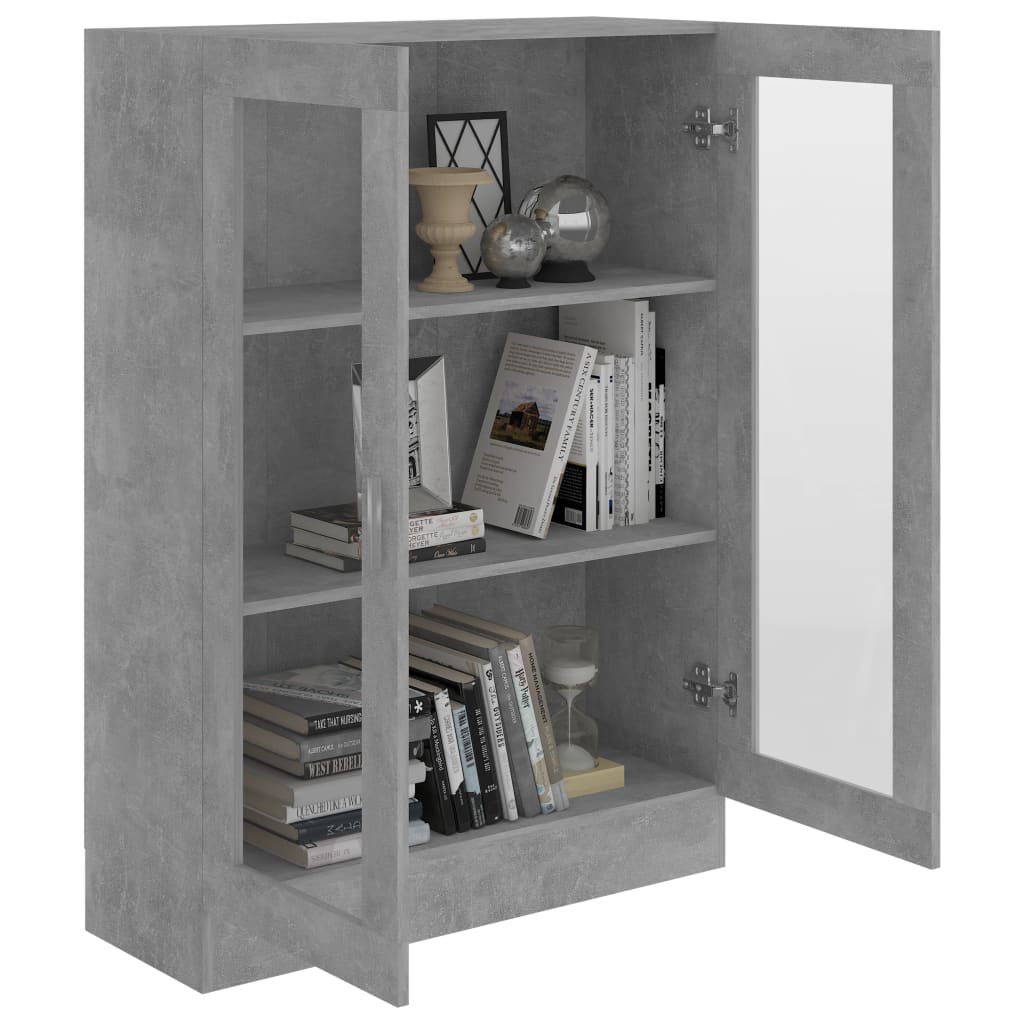 Armoire à vitrine Gris béton 82,5x30,5x115 cm Bois d'ingénierie Bibliothèques vidaXL   