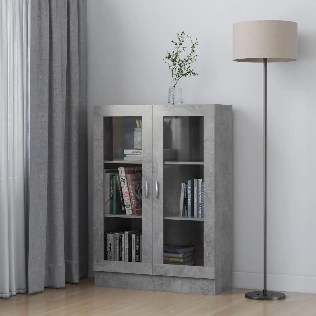 Armoire à vitrine Gris béton 82,5x30,5x115 cm Bois d'ingénierie Bibliothèques vidaXL   