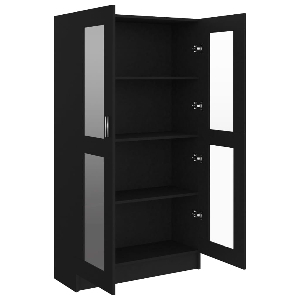 Armoire à vitrine Noir 82,5x30,5x150 cm Bois d'ingénierie Bibliothèques vidaXL   