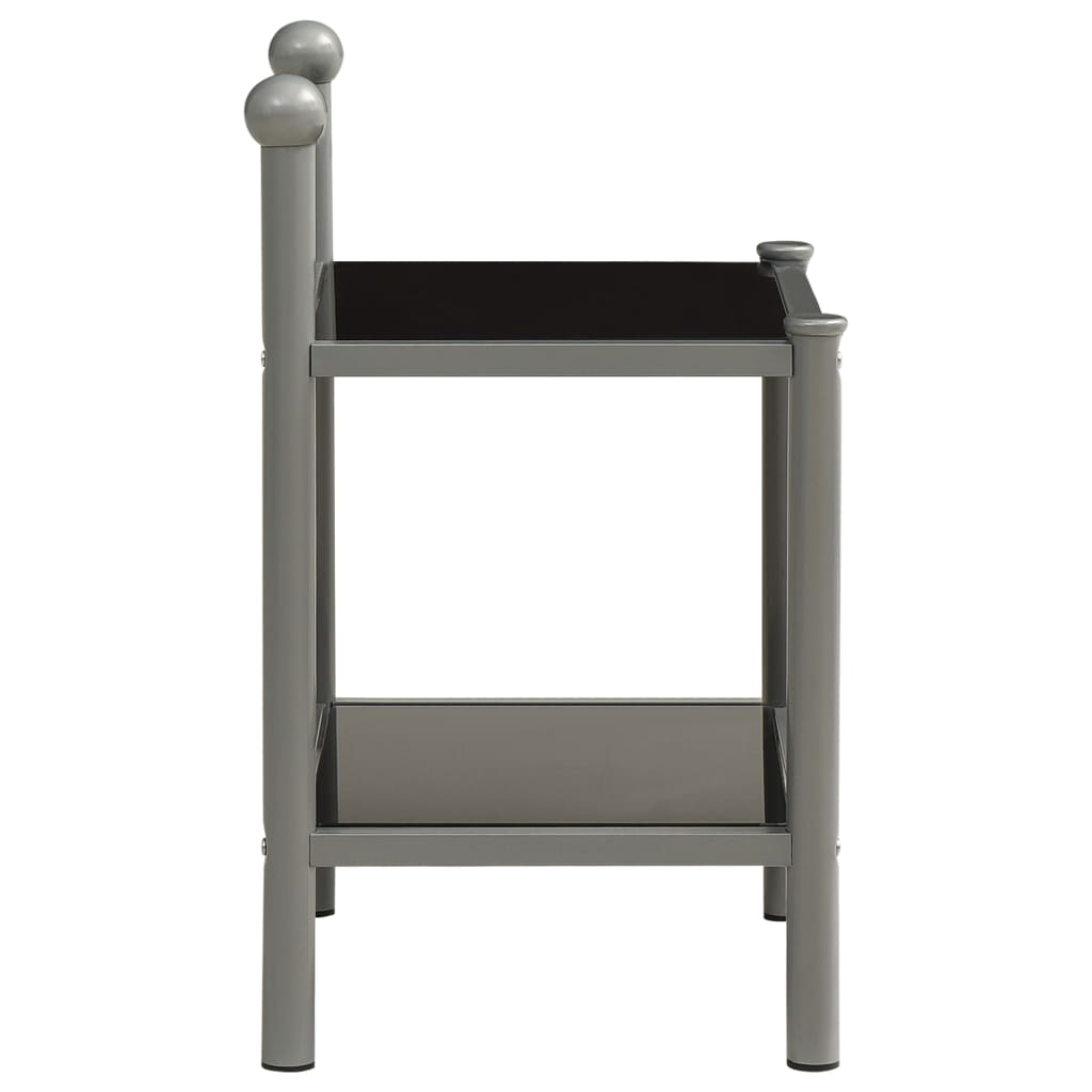 Table de chevet Gris et noir 45x34,5x60,5 cm Métal et verre Tables de chevet vidaXL   