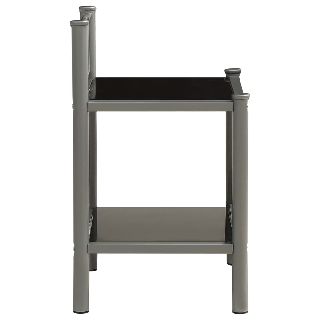 Table de chevet Gris et noir 45x34,5x60,5 cm Métal et verre Tables de chevet vidaXL   