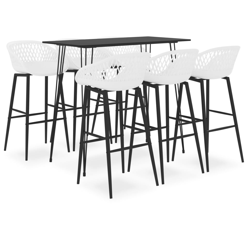 Ensemble de bar 7 pcs Noir et blanc Meubles de salle à manger vidaXL   