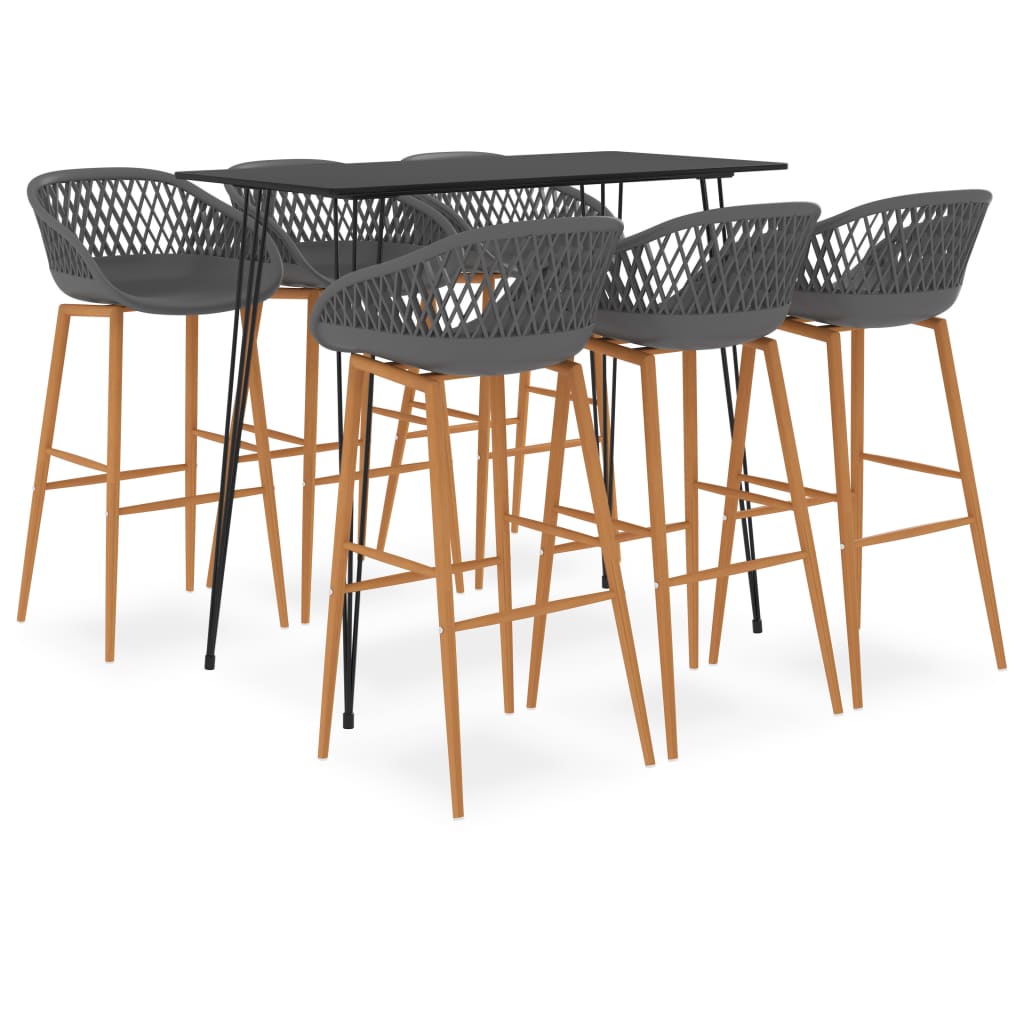 Ensemble de bar 7 pcs Noir et gris Meubles de salle à manger vidaXL   