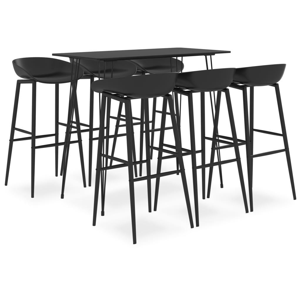 Ensemble de bar 7 pcs Noir Meubles de salle à manger vidaXL   