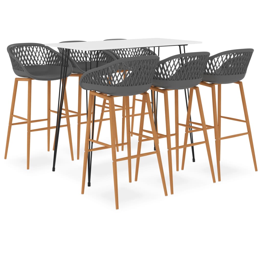 Ensemble de bar 7 pcs Blanc et gris Meubles de salle à manger vidaXL   