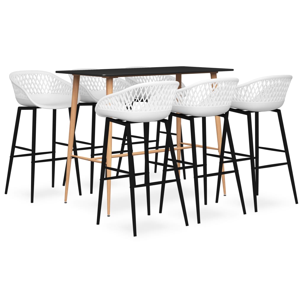 Ensemble de bar 7 pcs Noir et blanc Meubles de salle à manger vidaXL   