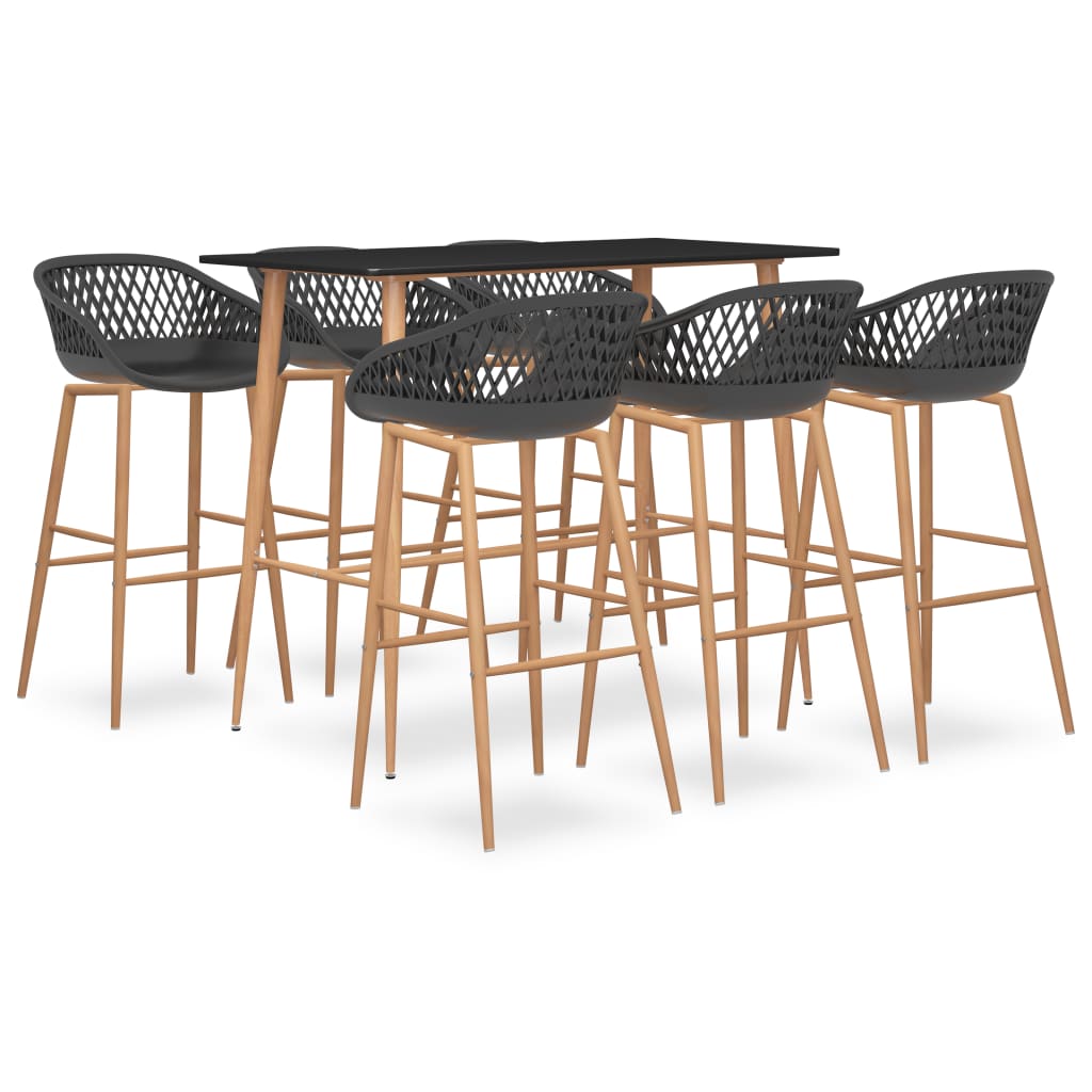 Ensemble de bar 7 pcs Noir et gris Meubles de salle à manger vidaXL   