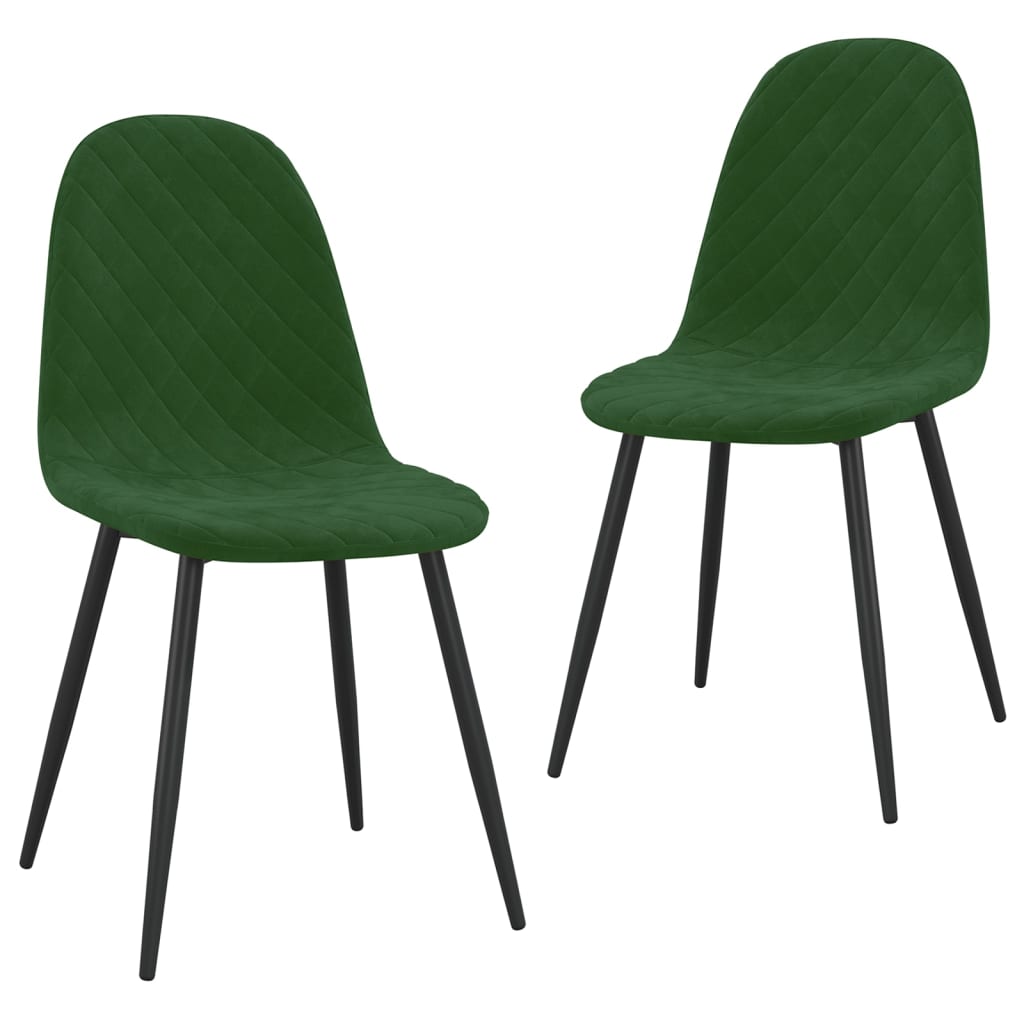 Chaises à manger lot de 2 Vert foncé Velours Chaises de cuisine vidaXL   