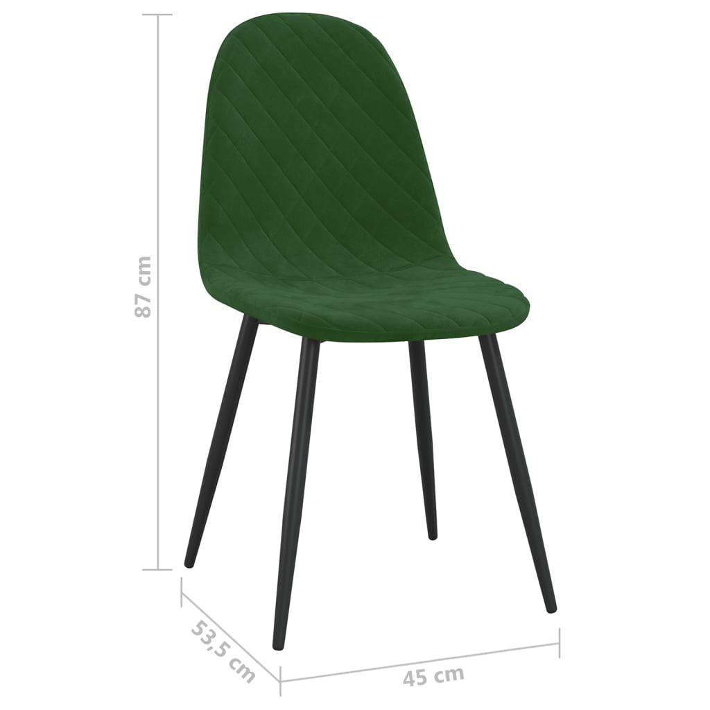 Chaises à manger lot de 2 Vert foncé Velours Chaises de cuisine vidaXL   