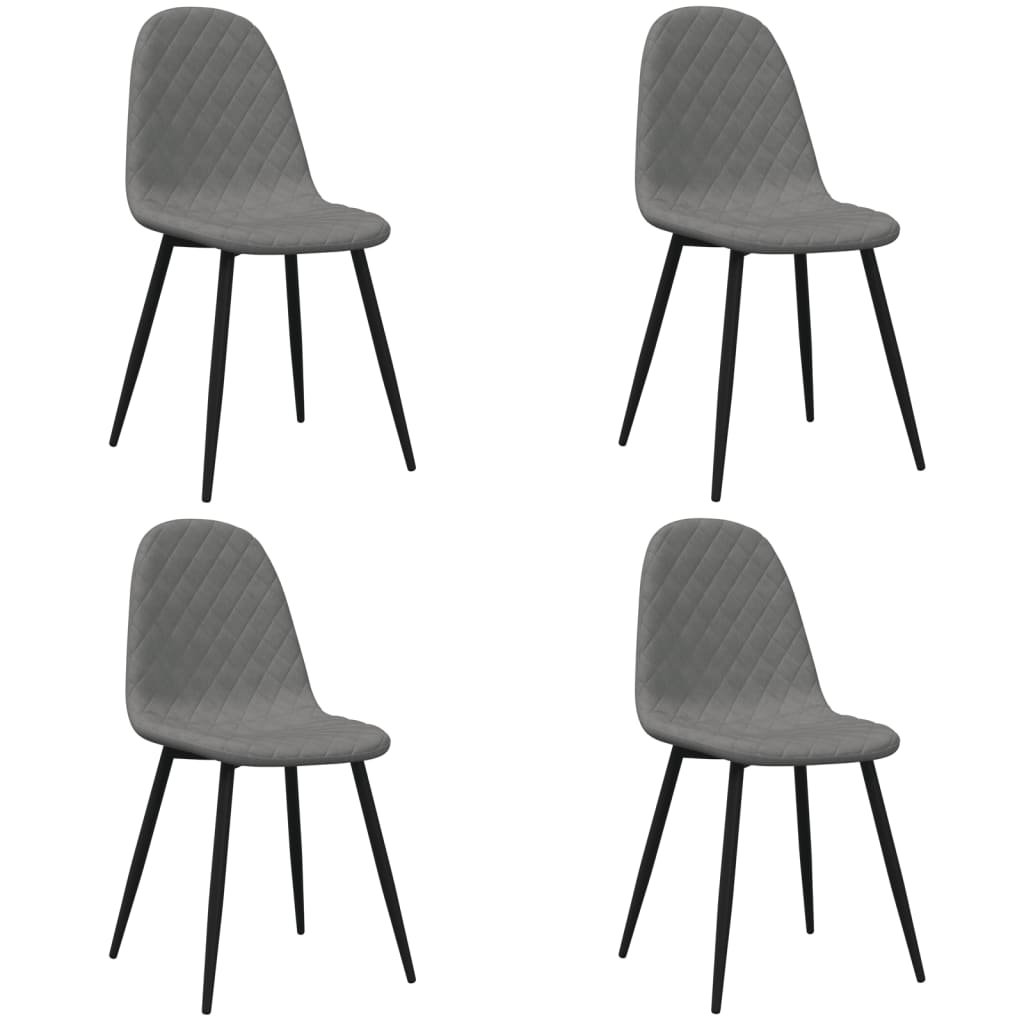 Chaises à manger lot de 4 Gris clair Velours Chaises de cuisine vidaXL   