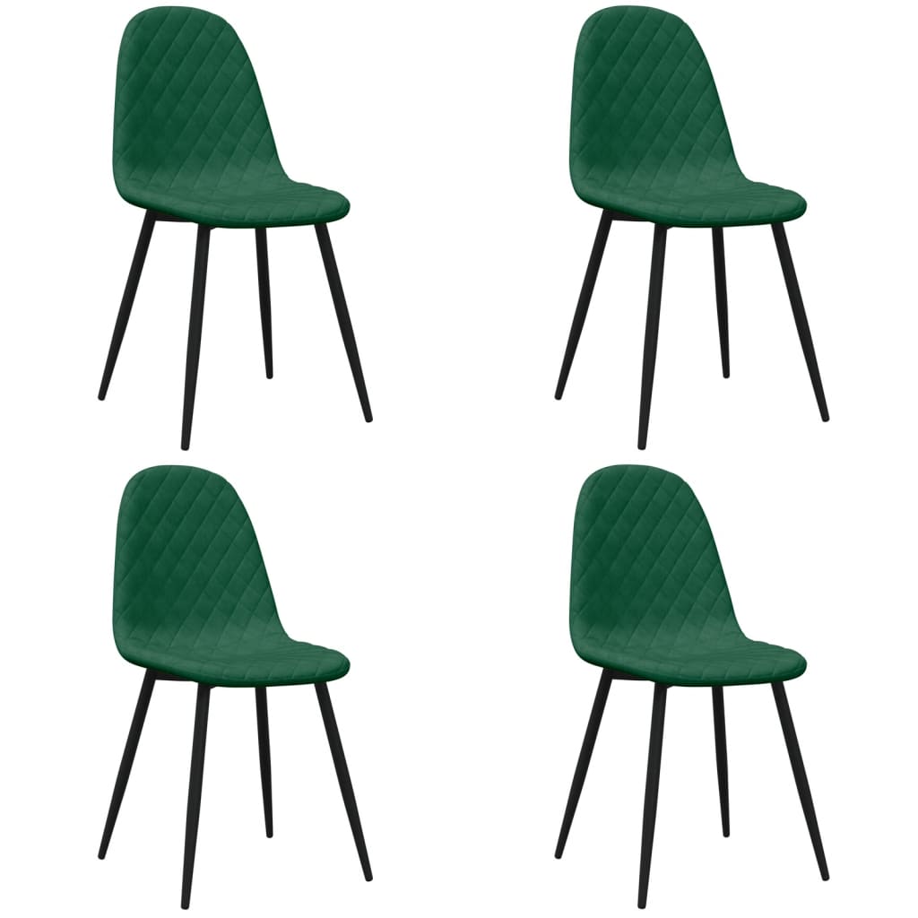 Chaises à manger lot de 4 Vert foncé Velours Chaises de cuisine vidaXL   