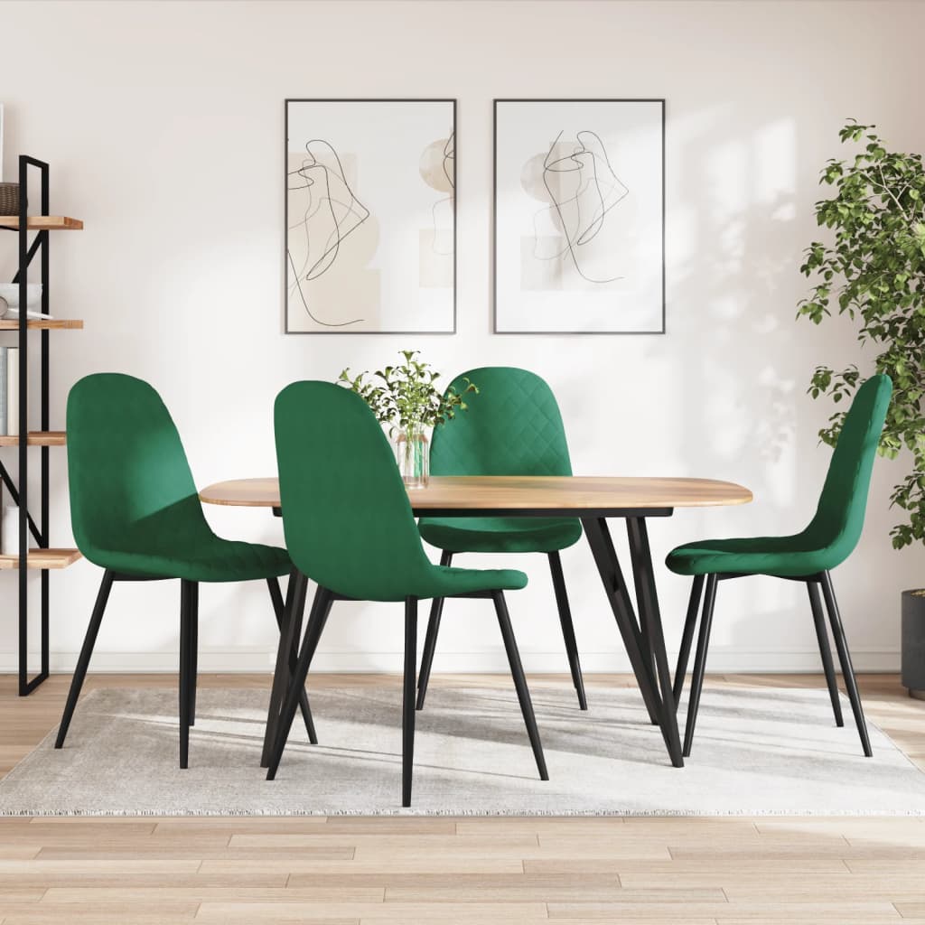 Chaises à manger lot de 4 Vert foncé Velours Chaises de cuisine vidaXL   