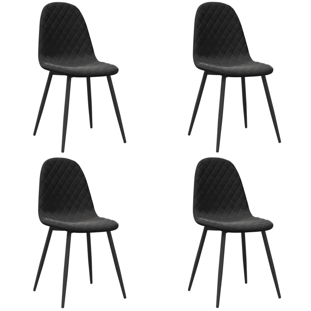 Chaises à manger lot de 4 Noir Velours Chaises de cuisine vidaXL   