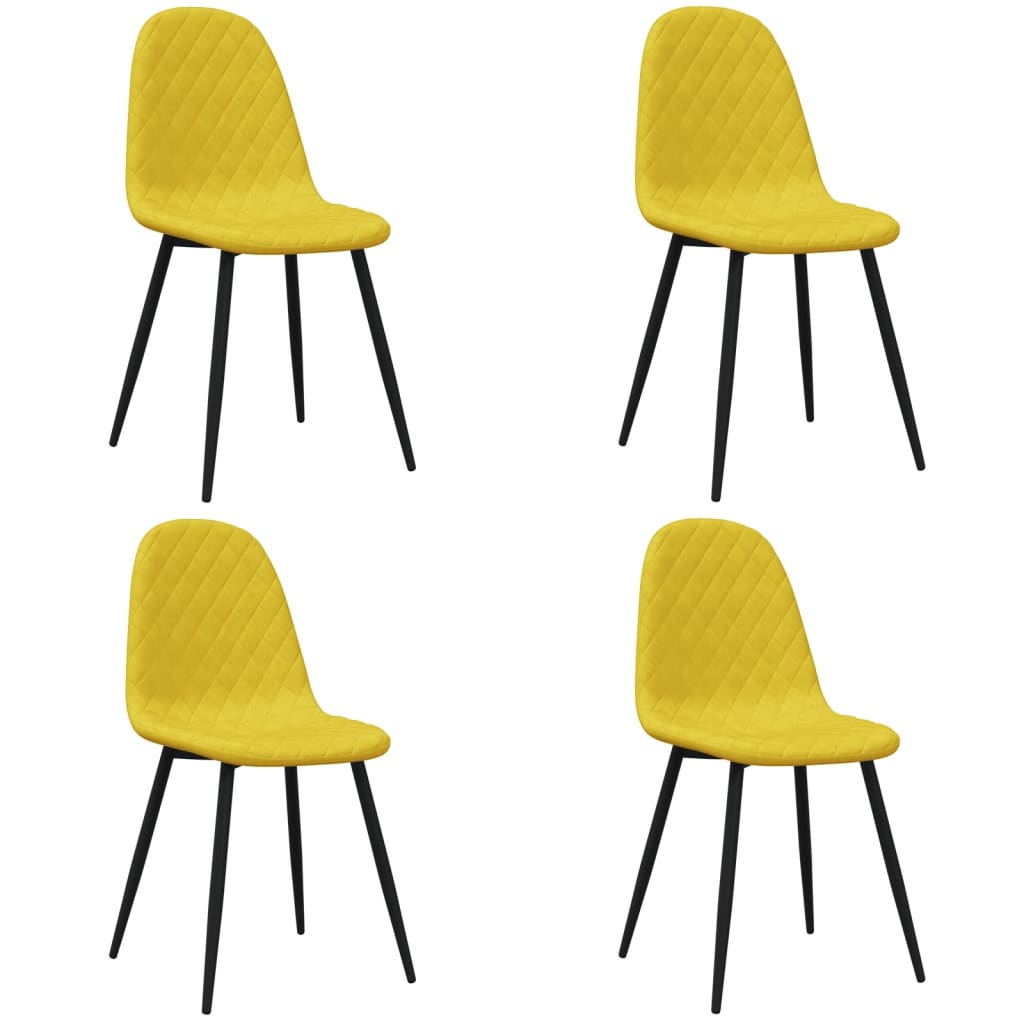 Chaises à manger lot de 4 Jaune moutarde Velours Chaises de cuisine vidaXL   