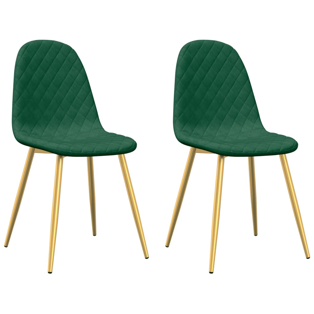 Chaises à manger lot de 2 vert foncé velours Chaises de cuisine vidaXL   